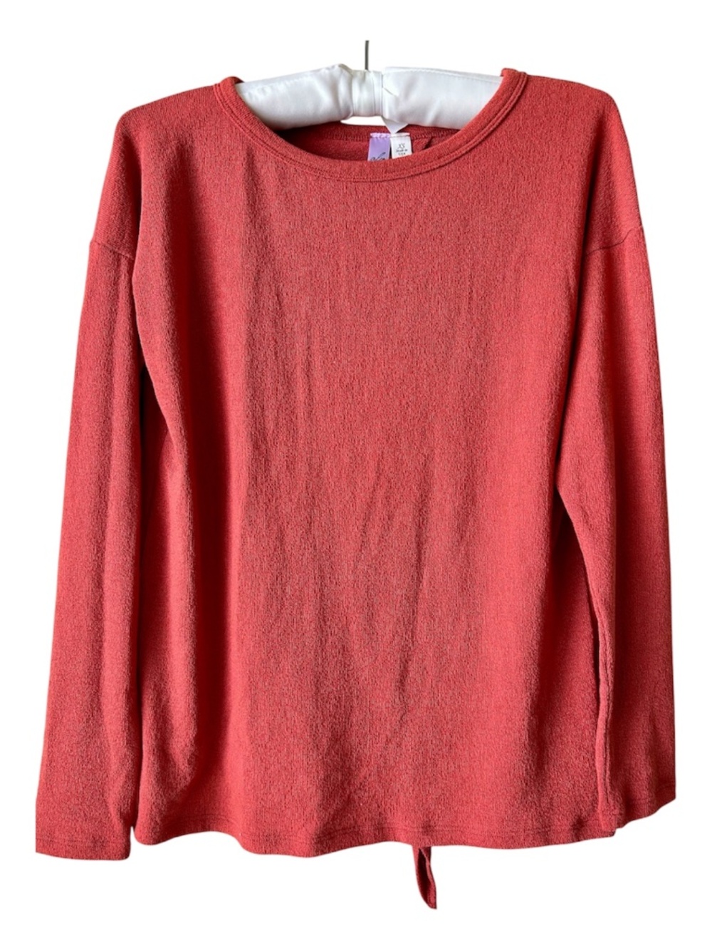 Burnt Orange Rustic Top Long Sleeve Keyhole Back Tie Back Alya XSmall